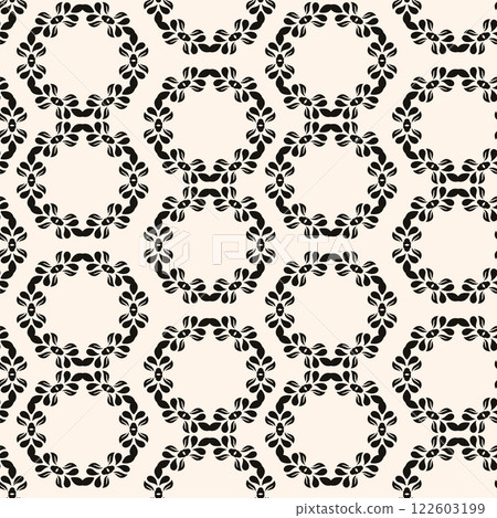 Simple minimalist geometric seamless pattern. Abstract monochrome minimal background with small floral shapes. Subtle repeat design for decor, print. Simple minimalist geometric seamless pattern. Abstract monochrome minimal background with small floral shapes. Subtle repeat design for decor, print. 122603199