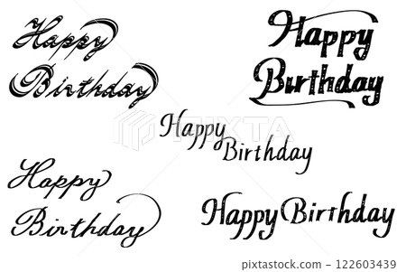 “生日快樂”手寫字體集。書法風格。 “生日快樂”手寫字體集。書法風格。 122603439