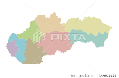 Vector blank map of Slovakia or Slovak Republic with regions or territories and administrative divisions. Editable and clearly labeled layers. 122603554