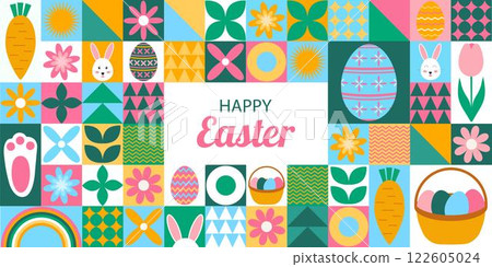 Easter card, label with geometric pattern. 122605024