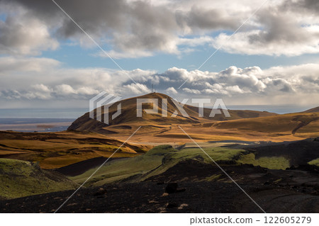 Mountains and landscape in Katla geopark, Iceland 122605279
