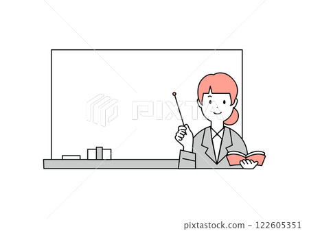 一位女老師上課的插畫 122605351