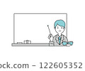 Illustration of a male teacher giving a lesson 122605352