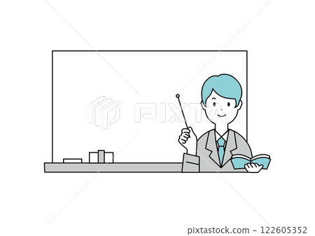 一位男老師上課的插畫 122605352