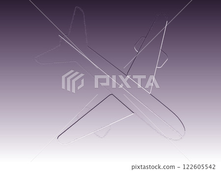 The silhouette of an airplane on a gray-blue background The silhouette of an airplane on a gray-blue background 122605542
