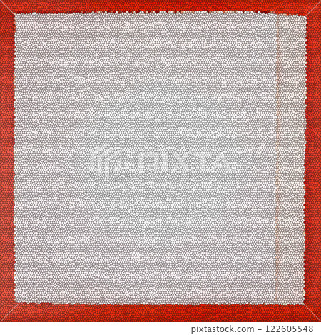 White frame with mosaic texture on red 122605548