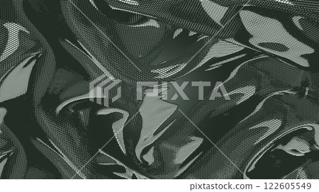 A pattern of black ribbed and wavy spots on a gray rough background A pattern of black ribbed and wavy spots on a gray rough background 122605549