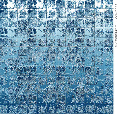 Blue rough ice background in a square grid Blue rough ice background in a square grid 122605553