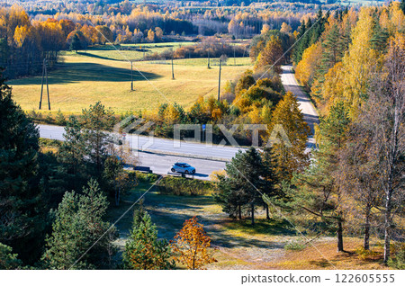 View of the autumn landscape of Latvia  122605555