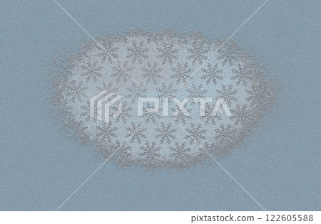 A relief pattern of snowflakes on a rough blue surface 122605588