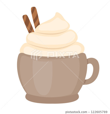 Delicious dessert cream and flute wafers cartoon isolated object illustration Delicious dessert cream and flute wafers cartoon isolated object illustration 122605789