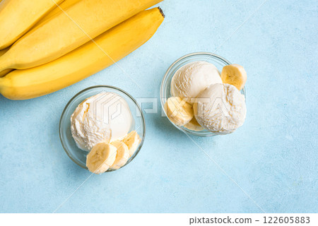 Homemade banana ice cream Homemade banana ice cream 122605883