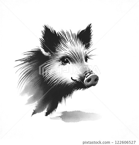 野豬墨畫插圖 122606527