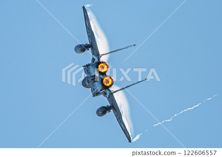 fighter jet flying in the blue sky 122606557