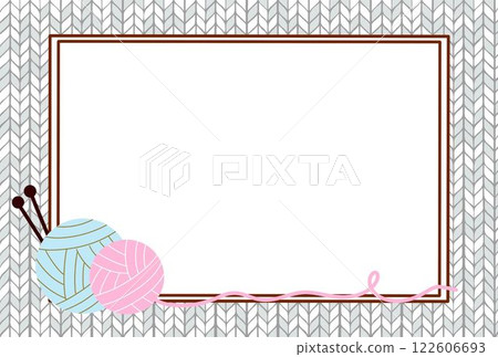 Knitting and yarn ball frame postcard (gray) Knitting and yarn ball frame postcard (gray) 122606693