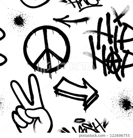 Graffiti spray paint seamless pattern. Vector illustration. Graffiti spray paint seamless pattern. Vector illustration. 122606755