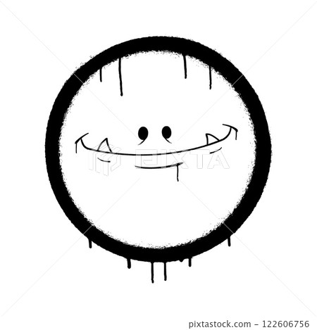 Graffiti emoticon. Smiling face painted with smudges of spray paint. Vector illustration Graffiti emoticon. Smiling face painted with smudges of spray paint. Vector illustration 122606756