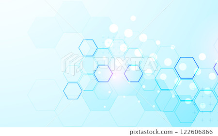 Abstract science background with hexagons. Blue gradient. Vector. Abstract science background with hexagons. Blue gradient. Vector. 122606866