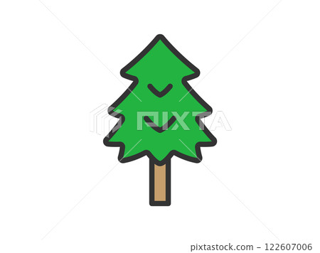 雪松樹圖示插圖（線條描彩色） 122607006