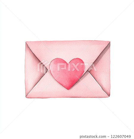 pink envelope with heart design, perfect for Valentine Day. This charming illustration captures essence of love and affection, making it ideal for romantic occasions 122607049