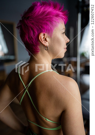 Stylish Activewear for Women Modern Cropped Top and HighWaisted Leggings for Workouts and Yoga with pink short haircut Stylish Activewear for Women Modern Cropped Top and HighWaisted Leggings for Workouts and Yoga with pink short haircut 122607452