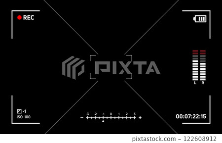 Camera recording screen black viewfinder background card display 122608912