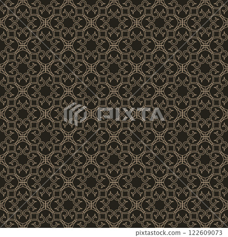 Vintage gold background embossed metal texture vector seamless pattern 122609073