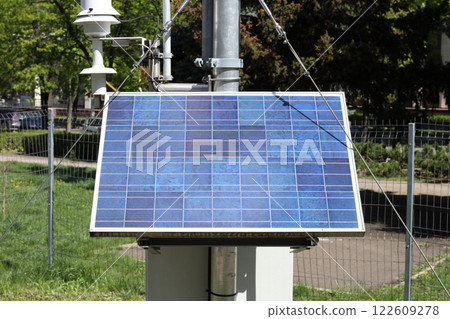Solar panel on the street in the yard. 122609278