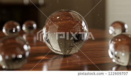 桌上的玻璃球 桌上的玻璃球 122609707