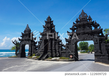 View of the Entrance Gates to Melasti Beach in Bali, Indonesia View of the Entrance Gates to Melasti Beach in Bali, Indonesia 122609720