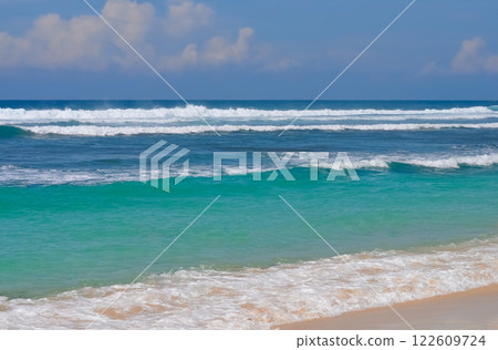 Melasti Beach is beautiful with white sand and blue sea water Melasti Beach is beautiful with white sand and blue sea water 122609724