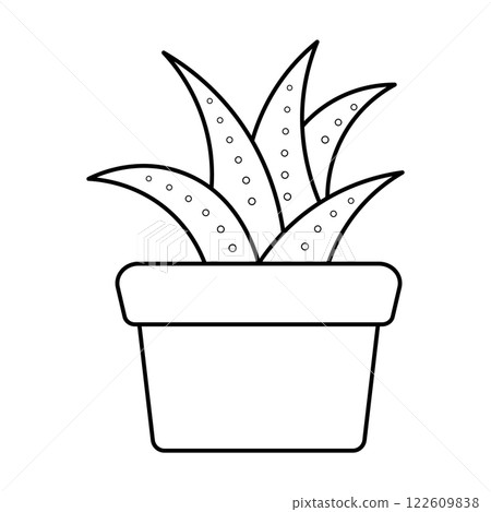 Potted Succulent Outline Vector Illustration 122609838