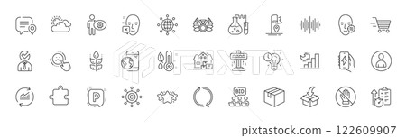Charging app, Moving service and Chat bubble line icons. Pack of Timer, Sunny weather, Growth chart icon. Dislike, Vacancy, Time management pictogram. Problem skin, Delivery shopping. Vector 122609907
