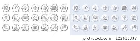 Car service, Elevator and Cardboard box line icons. White pin 3d buttons, chat bubbles icons. Pack of Bike, Lighthouse, Eco power icon. Taxi, Boxes shelf, Baggage pictogram. Vector Car service, Elevator and Cardboard box line icons. White pin 3d buttons, chat bubbles icons. Pack of Bike, Lighthouse, Eco power icon. Taxi, Boxes shelf, Baggage pictogram. Vector 122610338