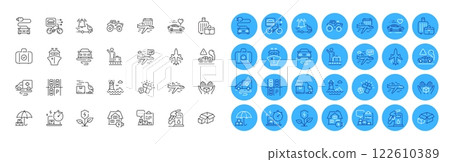 Eco power, Luggage belt and Plane line icons pack. Baggage, Gift, Food delivery web icon. Parking place, Petrol station, Ship pictogram. Home charging, Honeymoon travel, Delivery service. Vector Eco power, Luggage belt and Plane line icons pack. Baggage, Gift, Food delivery web icon. Parking place, Petrol station, Ship pictogram. Home charging, Honeymoon travel, Delivery service. Vector 122610389