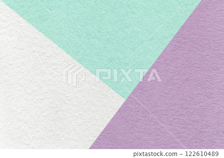 Texture craft white, light lilac and cyan paper background, macro. Structure vintage abstract violet pastel cardboard 122610489