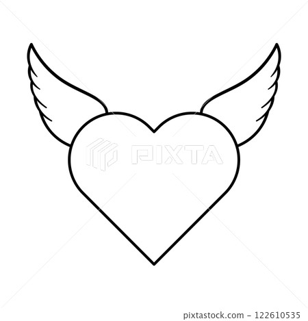 Heart with Angel Wings Vector Illustration 122610535