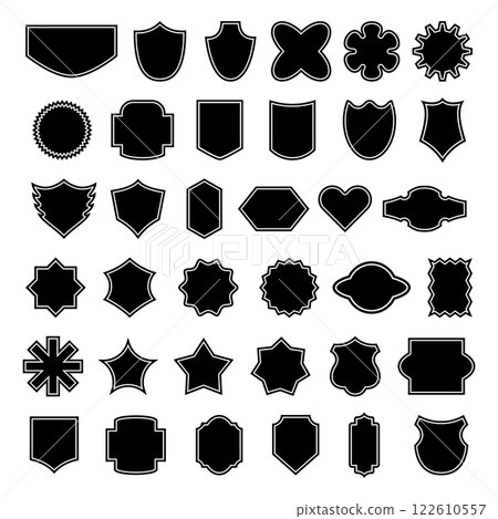 Set of Badges and Shield Shapes Vector Illustration 122610557