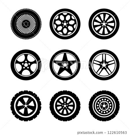 Set of Wheels Vector Illustration Set of Wheels Vector Illustration 122610563