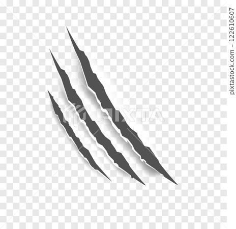 Black claw scratches - vector isolated. Claws scratches animal claw tracks cat or tiger bear or lion nails scratches. Horror, Halloween monster. Vector Black claw scratches - vector isolated. Claws scratches animal claw tracks cat or tiger bear or lion nails scratches. Horror, Halloween monster. Vector 122610607