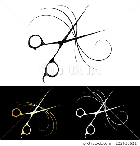 Hairstylist scissors with beautiful curled lock Hairstylist scissors with beautiful curled lock 122610621
