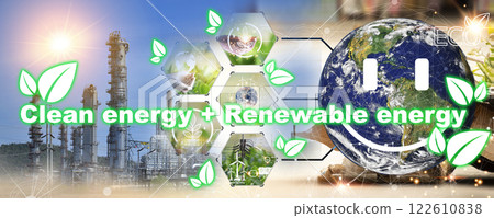 The concept of using clean and renewable energy 122610838