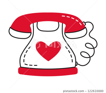 Cute old Telephone doodle flat style love isolated icon symbol of love Cute old Telephone doodle flat style love isolated icon symbol of love 122610880