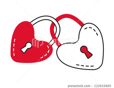 Heart shaped padlocks doodle flat style love isolated icon symbol of love 122610885