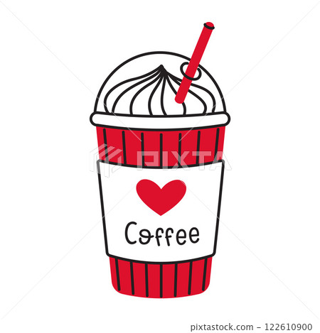 Love coffee doodle flat style love isolated icon symbol of love 122610900