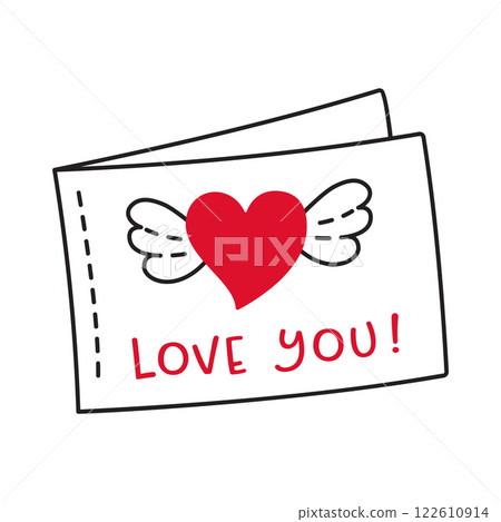 Valentine card doodle flat style love isolated icon symbol of love 122610914