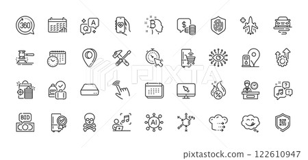 Petrol station, Yummy smile and Bitcoin think line icons pack. AI, Question and Answer, Map pin icons. Certified refrigerator, Chemical formula, Seo shopping web icon. Vector 122610947