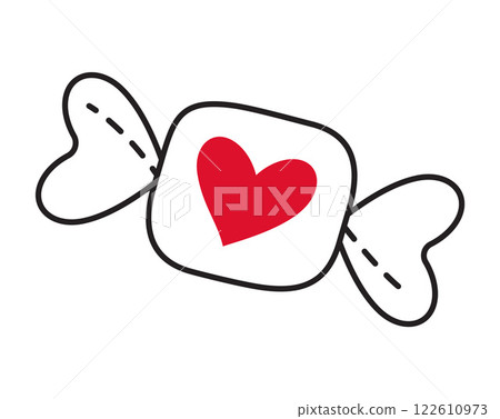 Sweet candy with Heart doodle flat style love isolated icon Candy love Sweet candy with Heart doodle flat style love isolated icon Candy love 122610973