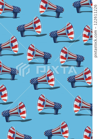 megaphones with the US flag, generative AI 122611226