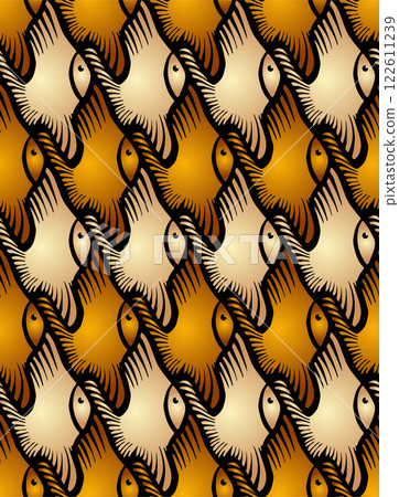 Seamless Escher Style Tessellation with Golden Fish Seamless Escher Style Tessellation with Golden Fish 122611239